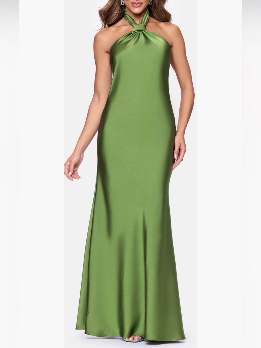 Betsy & Adam Satin Halter Dress